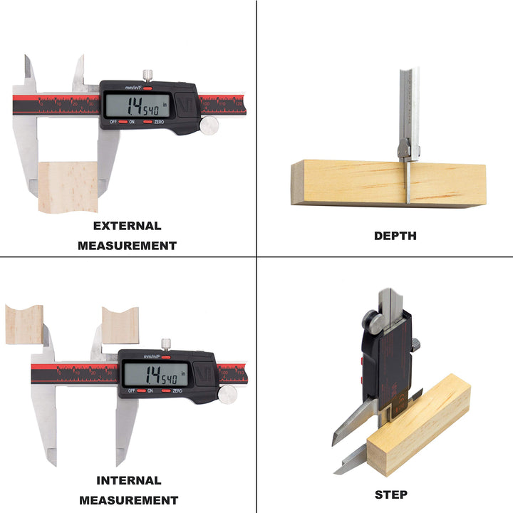 Digital Caliper, DCLA-0805 0-8 Inch/200mm, Inch/Millimeter/Fractions Conversion, Stainless Steel, Large LCD Screen