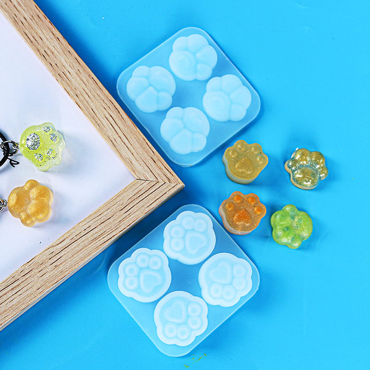 Cat Paw Silicone Resin Mould Set, 4 PCS Bear Claw Silicone Epoxy Resin Moulds, 10 PCS Black Wax Rope, 100 PCS Eye Screw Pins for Resin DIY, Pendant, Keychain