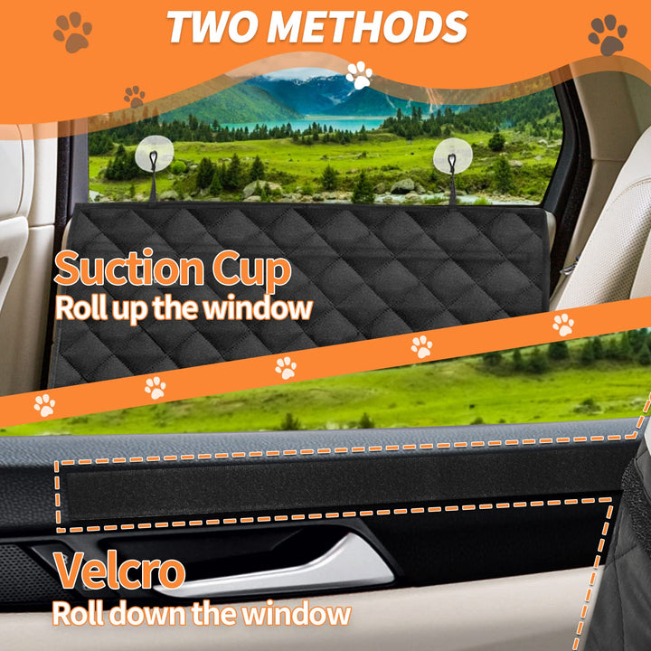 Car Door Protector from Dog Scratching | 2PCS Waterproof Nonslip Durable Pet Vehicle Protector for Dogs | Easy Attach Car Door Cover with Suction Cups | Anti-Scratch Dog Window Guards for Cars Black