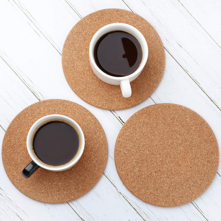 6 Pieces Round 6 Absorbent Cork Coasters Wooden 0.3 Inch Thick Cork Drink Coasters for Home, Drinks Coffee Table Dining Wooden Table Desk
