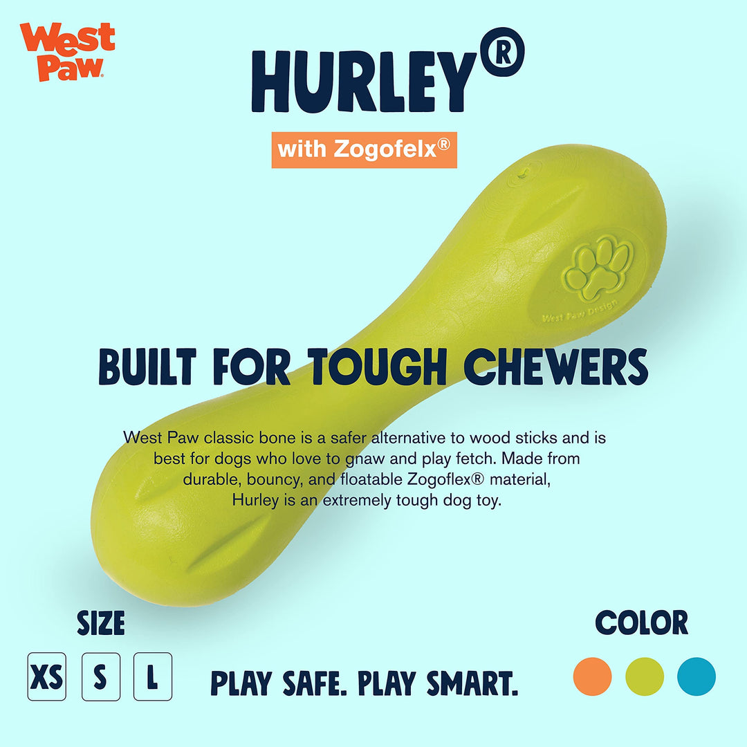 Zogoflex Hurley Dog Bone Chew Toy – Floatable Pet Toys for Aggressive Chewers, Catch, Fetch – Bright-Colored Bones for Dogs – Recyclable, Dishwasher-Safe, Non-Toxic, Large, Granny Smith