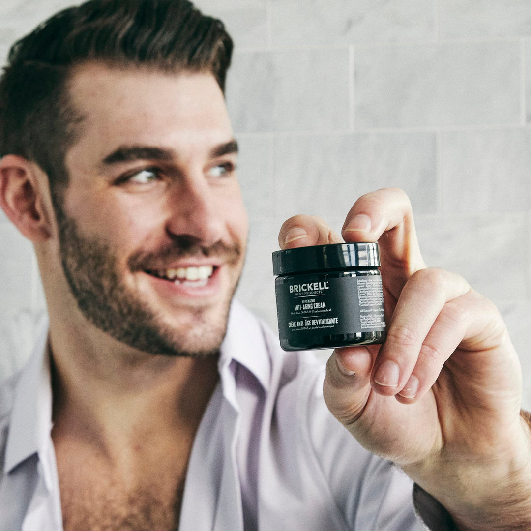 Brickell Men's Revitalizing Anti-Aging Cream For Men, Face Moisturizer For Face To Reduce Fine Lines and Wrinkles, Natural and Organic Anti Wrinkle Night Face Cream, 2 Ounce, Scented