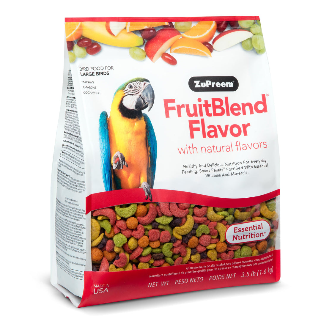 FruitBlend Flavor Pellets Bird Food for Large Birds - Daily Blend for Amazons, Macaws, Cockatoos - 3.5 lb