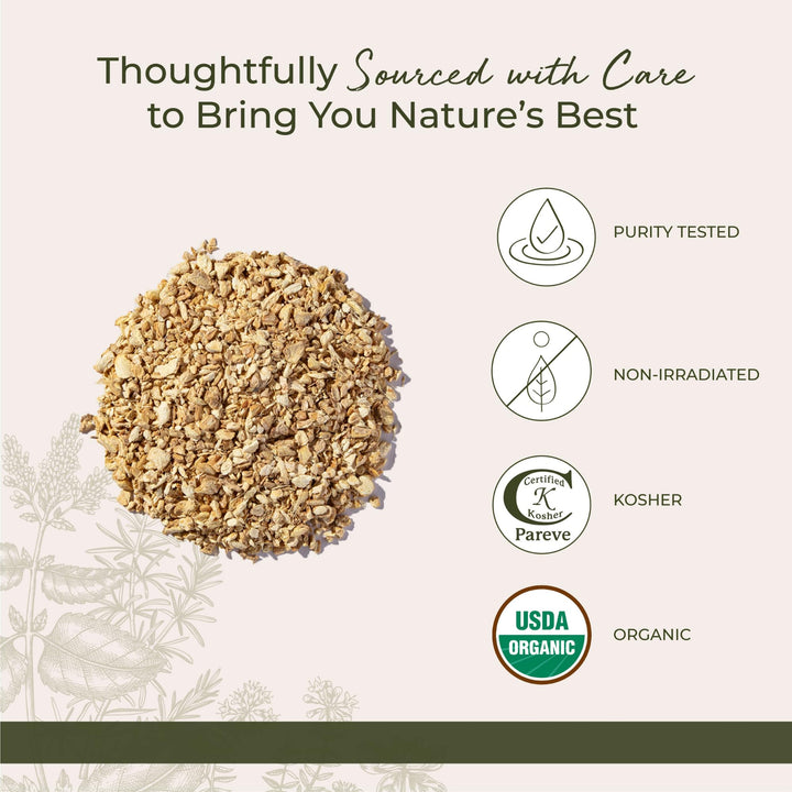 Organic Ginger Root - Dried Ginger Herb for Tea, Baking, & Cooking, Cut and Sifted, Natural Herbal Spice, Supports Digestion, Certified Kosher, Non-GMO - Bulk 1 lb Bag