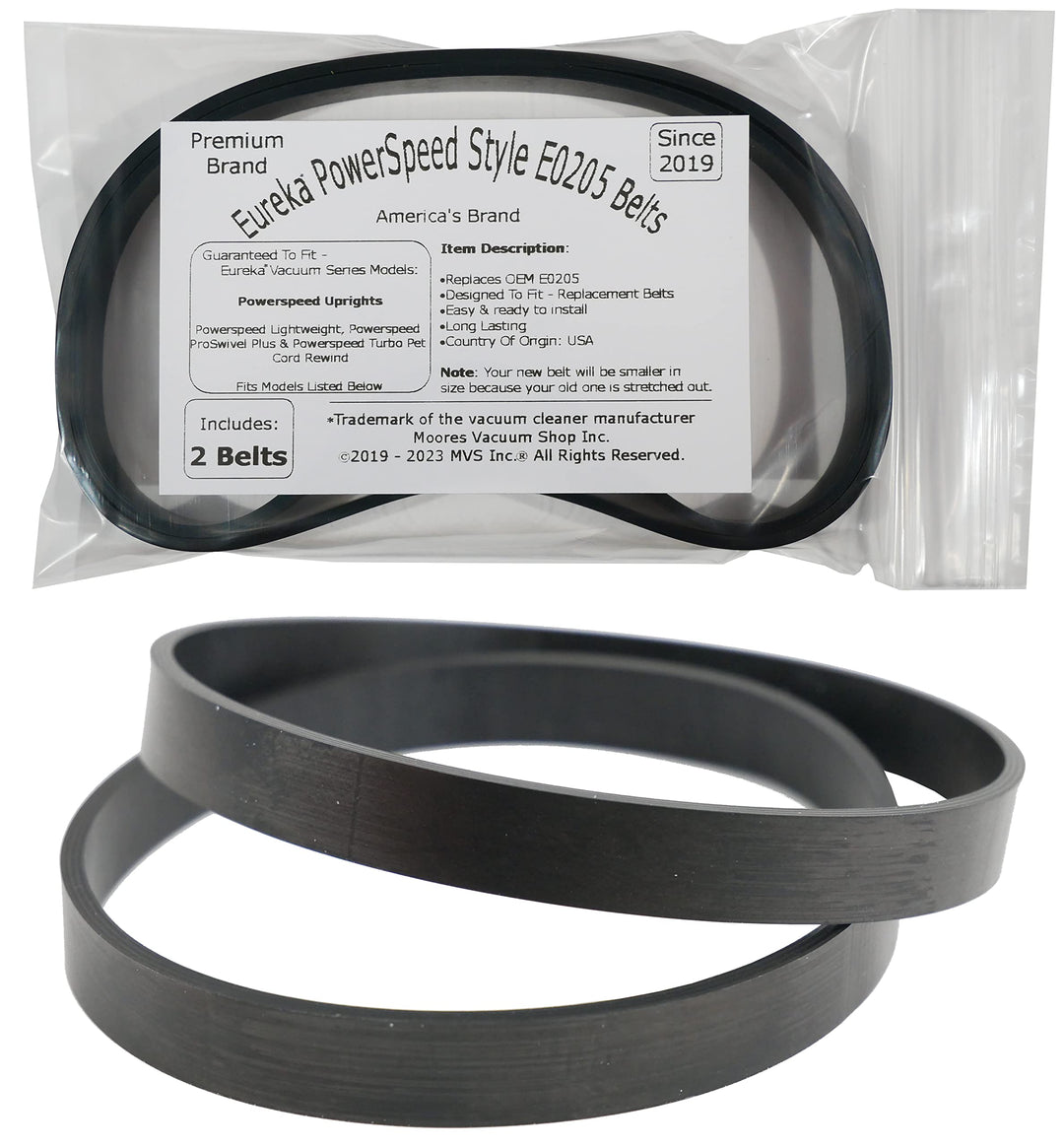 Replacement Belts for Eureka #E0205 Powerspeed Lightweight, Pro Swivel Plus & Turbo Pet Cord Rewind Vacuum 2PK