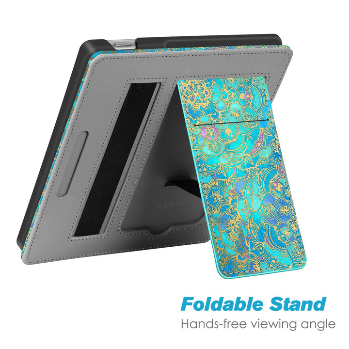 Stand Case for Kindle Oasis (10th/9th Generation, 2019/2017 Release) - Premium PU Leather Sleeve Cover with Card Slot and Hand Strap, Shades of Blue
