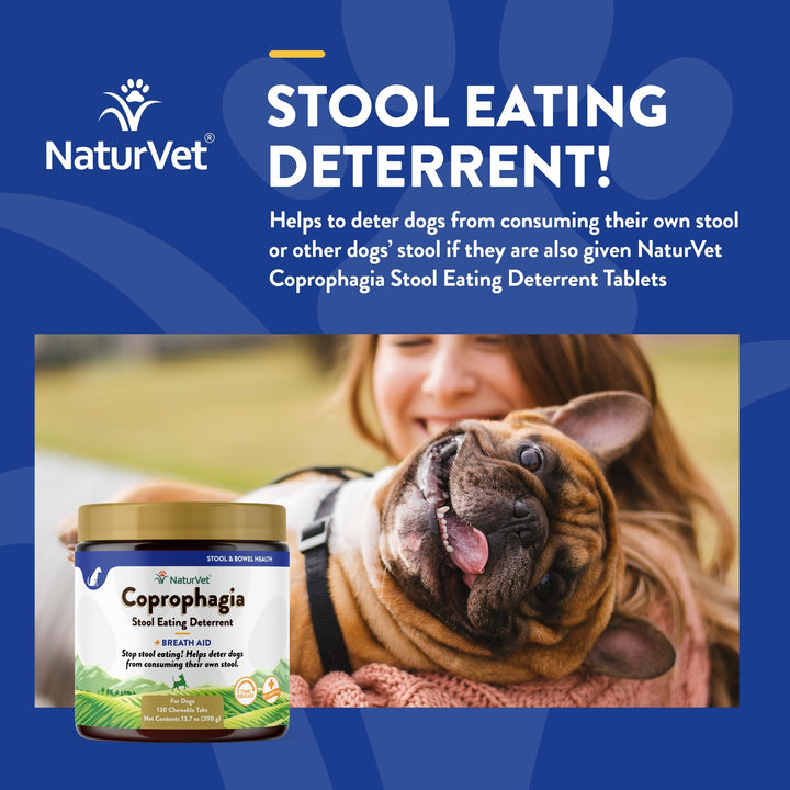 – Coprophagia Stool Eating Deterrent Plus Breath Aid – Deters Dogs from Consuming Stool – Enhanced with Breath Freshener, Enzymes & Probiotics – 130 Chewable Tablets