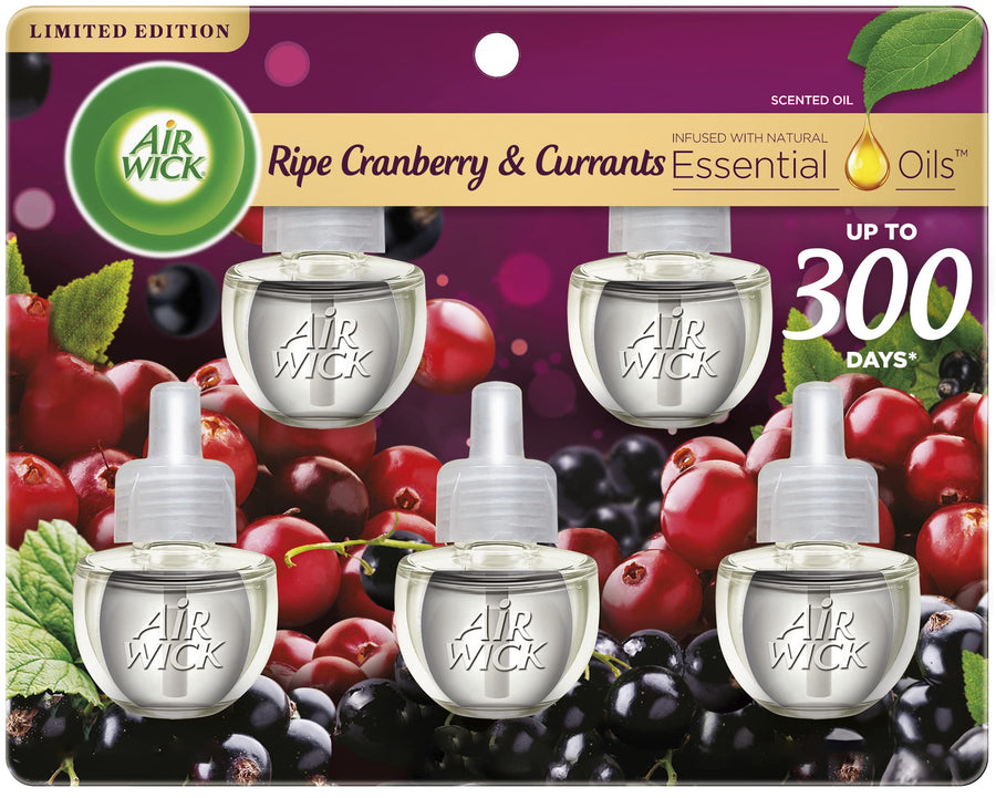 Plug in Scented Oil Refill, 5 ct, Ripe Cranberry and Currants, Air Freshener, Essential Oils, Fall Scent, Fall decor
