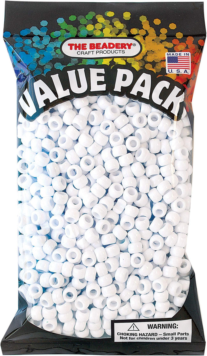 6 by 9mm Barrel Pony Bead, White, 900-Pieces