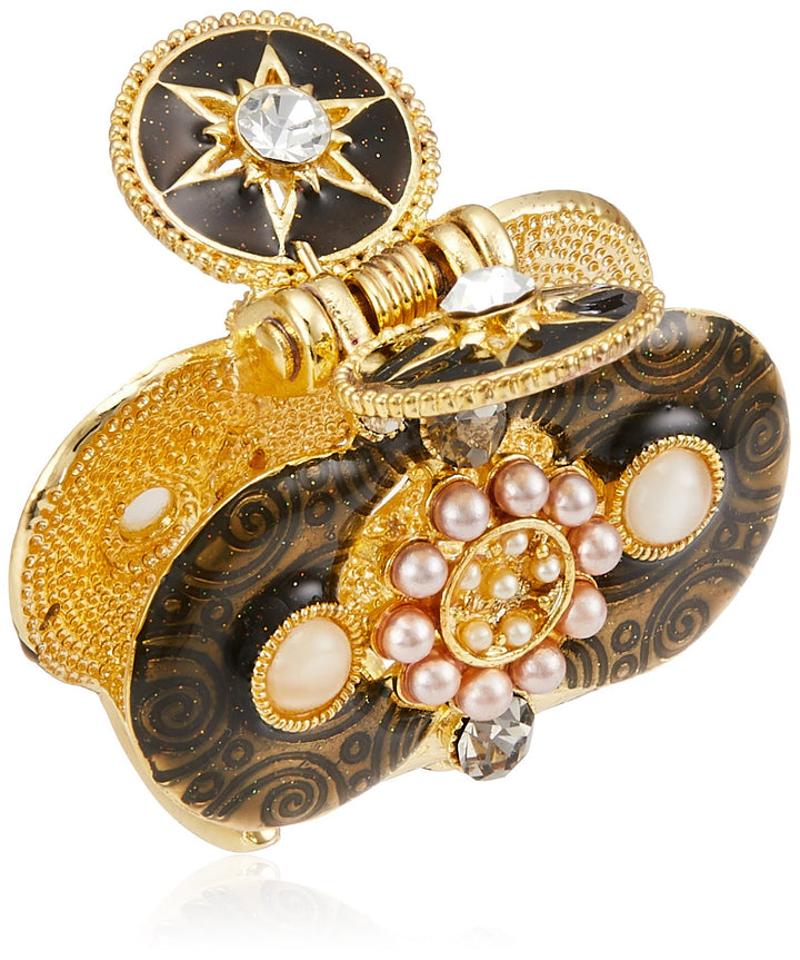 Top Star Hair Claw Made Of Swirls And Button Jeweled With Epoxy And 46 Pearls Rhinestones And Such