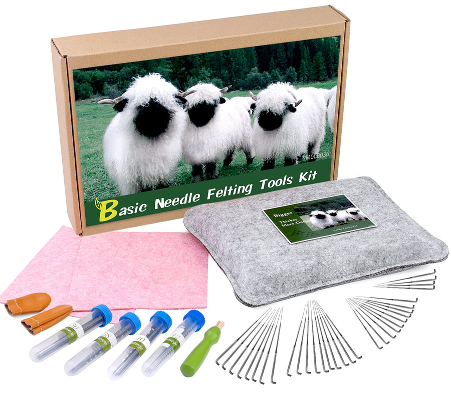 Needle Felting Pad, 9.84 x 7.87 x 1.38'', Needle Felting Mat, Needle Felting Tools, Needle Felting Kit, Beginner Felting Tools with Felting Needle Holder, Felting Needles for Needle Felting DIY