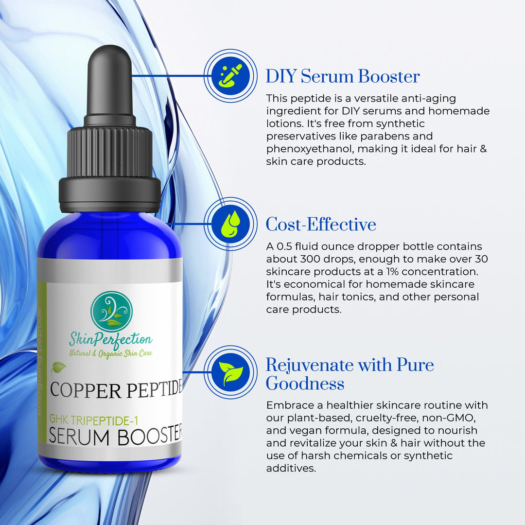 Copper Peptides Serum for Face & Hair - Anti Aging Serum with GHK Copper Peptide for Fine Lines & Wrinkles - DIY Make Your Own Face & Hair Serum GHK-C Peptide 0.5oz