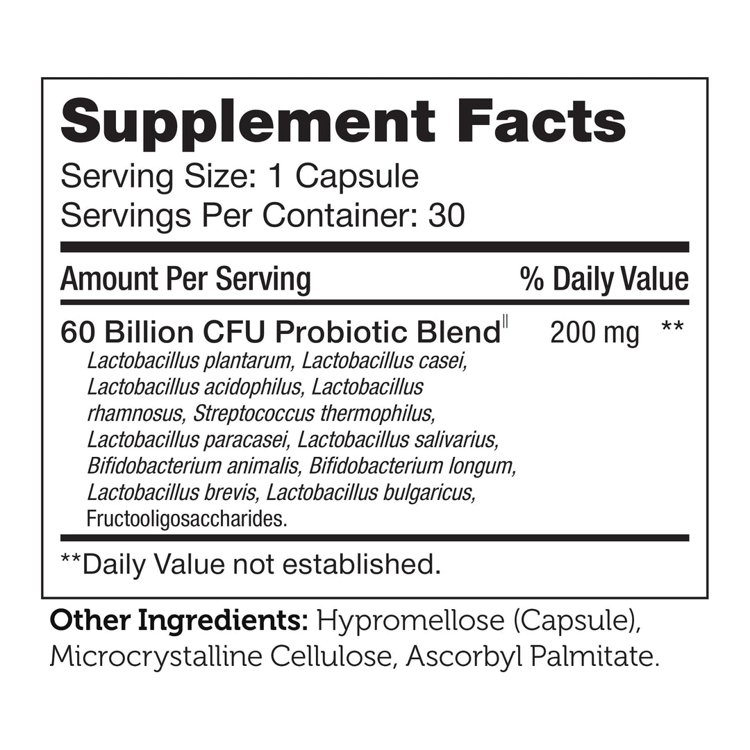 Zahlers BioDophilus High Potency Probiotic Formula 60 Billion Live & Active CFUs - 30 Capsules