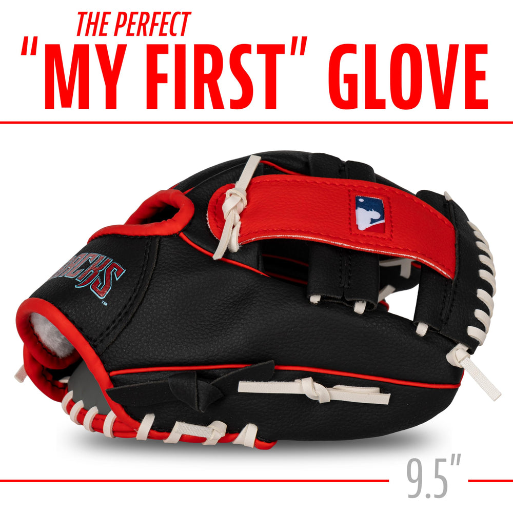 MLB Youth Teeball Glove and Ball Set - Kids Cincinnati Reds Baseball and Teeball Glove and Ball - Perfect First Kids Glove - 9.5, One Size