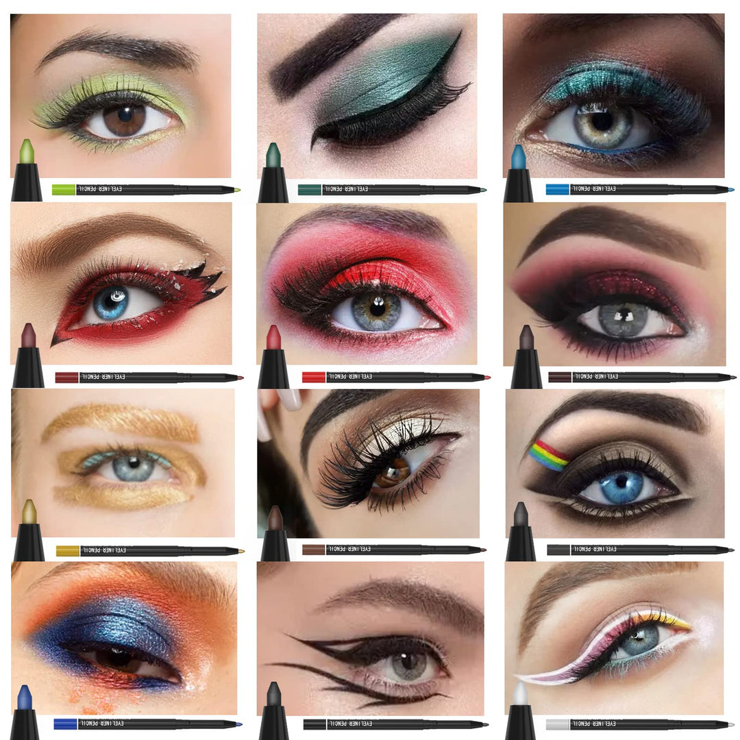 12 Kinds Of Color Eyeliner Pen, Eyebrow Pen,Eye Shadow Pencil , Lip Line Pen, Eyelid Pad, Pencil Makeup Set Tool (12PCS)