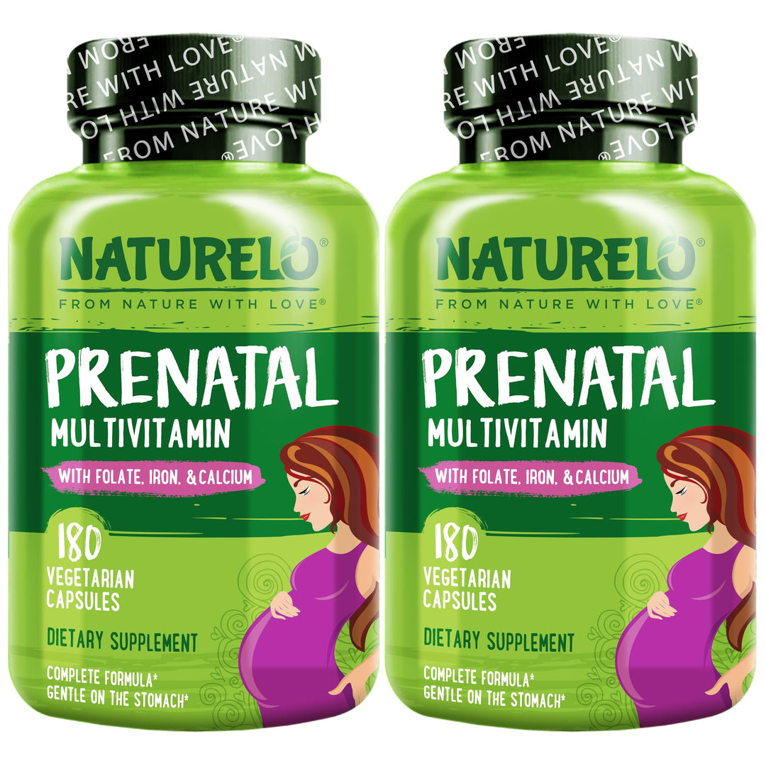 Prenatal Multivitamin with Gentle Chelated Iron, Methyl Folate, Plant Calcium & Choline - Vegan, Vegetarian - Non-GMO - Gluten Free - 180 Capsules - 4 Month Supply (Pack of 2)