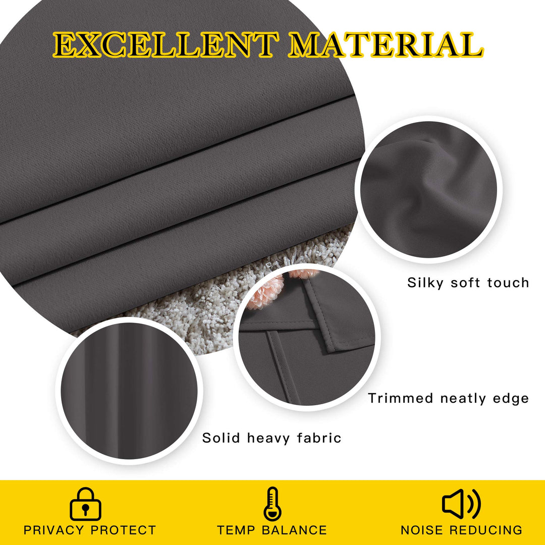 Gray Blackout Curtains for Bedroom 84 inches Long - Thermal Drapes Grommet Room Darkening Curtains Noise Reducing Window Treatments for Living Room (2 Panels, W52 x L84, Grey)