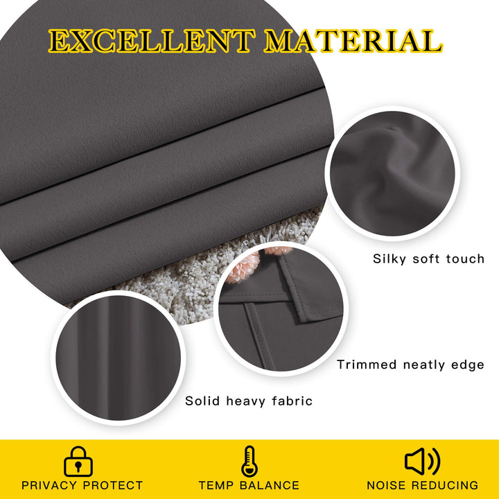 Gray Blackout Curtains for Bedroom 84 inches Long - Thermal Drapes Grommet Room Darkening Curtains Noise Reducing Window Treatments for Living Room (2 Panels, W52 x L84, Grey)
