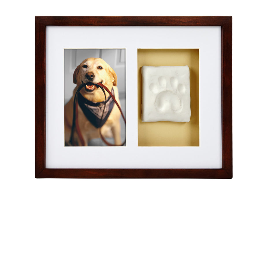 Dog Or Cat Paw Prints Pet Wall Frame With Clay Imprint Kit, Pet Sentiment Keepsake Frame, Pet Memorial Picture Frame, Espresso 4 x 6