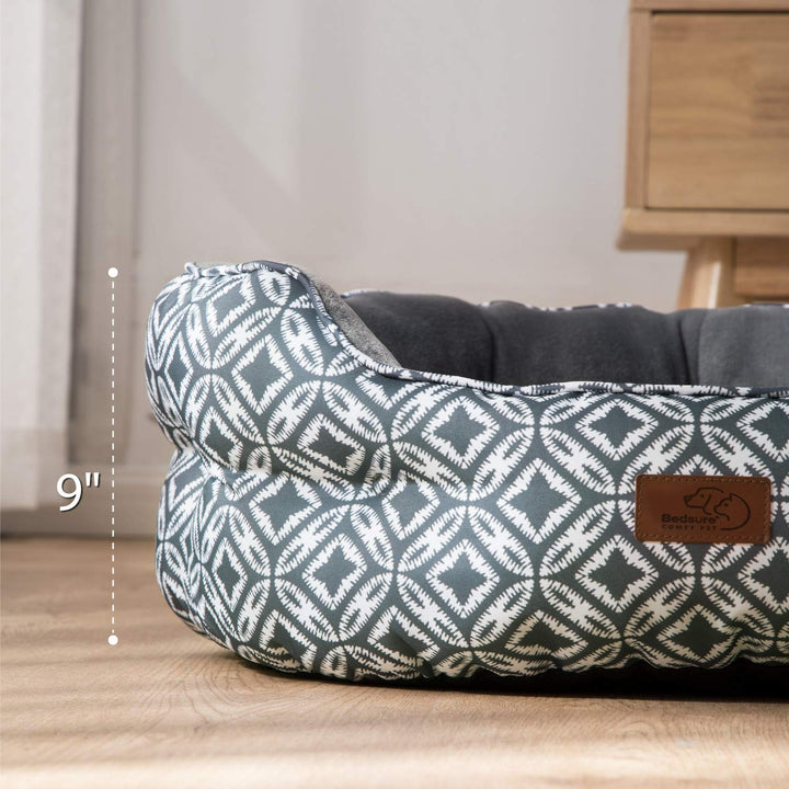 25 inch Small Dog Bed & Cat Bed, Round, Machine Washable, Super Soft & Plush Flannel, Slip-Resistant Oxford Bottom, Grey