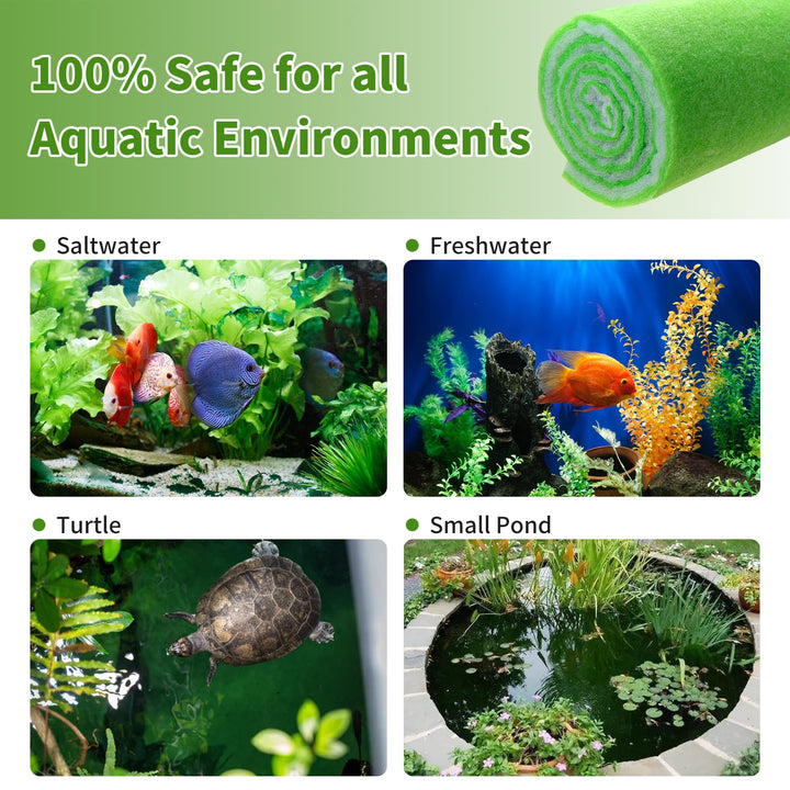 Aquarium Filter Media Pad Dual Density Bonded Filter Floss Roll Cut to Fit for Fish Tank Canister Filter 72 x 12” x 3/4-1”