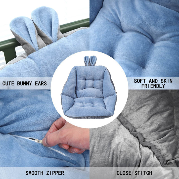 Cute Chair Cushion, Velvet Seat Cushion, Kawaii Gaming Rocking Chair Cushion, Backrest for Office Chair, Lazy Sofa, Blue