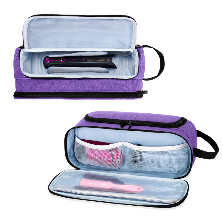 Travel Storage Bag Compatible with Dyson Corrale Hair Straightener, Portable Travel Organizer for Hair Straightener and Attachments, Purple