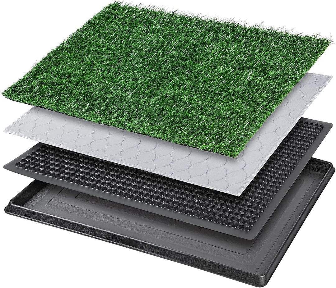 Dog Grass Pet Loo Indoor/Outdoor Portable Potty, Dog Litter Box, Artificial Grass Patch Bathroom Mat and Washable Pee Pad for Puppy Training, Full System with Trays (Pet Training Tray, 20x16)