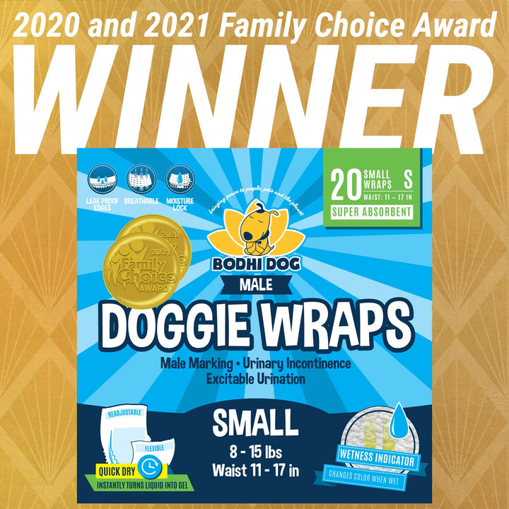 Disposable Male Dog Diapers - Super Absorbent, Leak-Proof Pee Wraps - Adjustable Fit, Comfortable Design, Advanced Moisture Control, and Wetness Indicator - Small (20 Count)