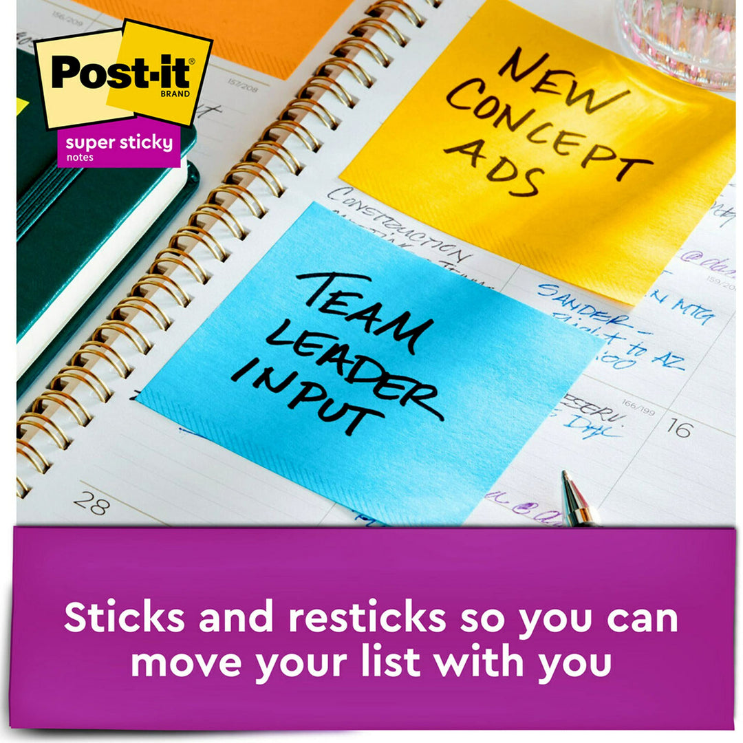 Super Sticky Full Stick Notes, 3x3 in, 12 Pads, 2x the Sticking Power, Electric Yellow, Recyclable (F330-12SSY)