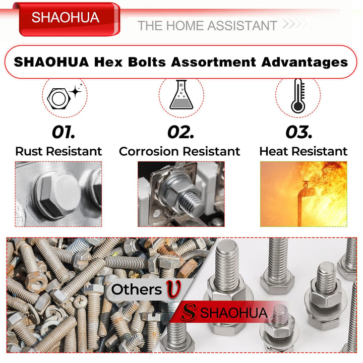 244PCS M3 M4 M5 M6 M8 M10 Nuts and Bolts Kit, Stainless Steel Flat Hex Head Screws Bolts Nuts, Lock and Flat Gasket Washers Assortment Kit, Metric Bolt Assortment