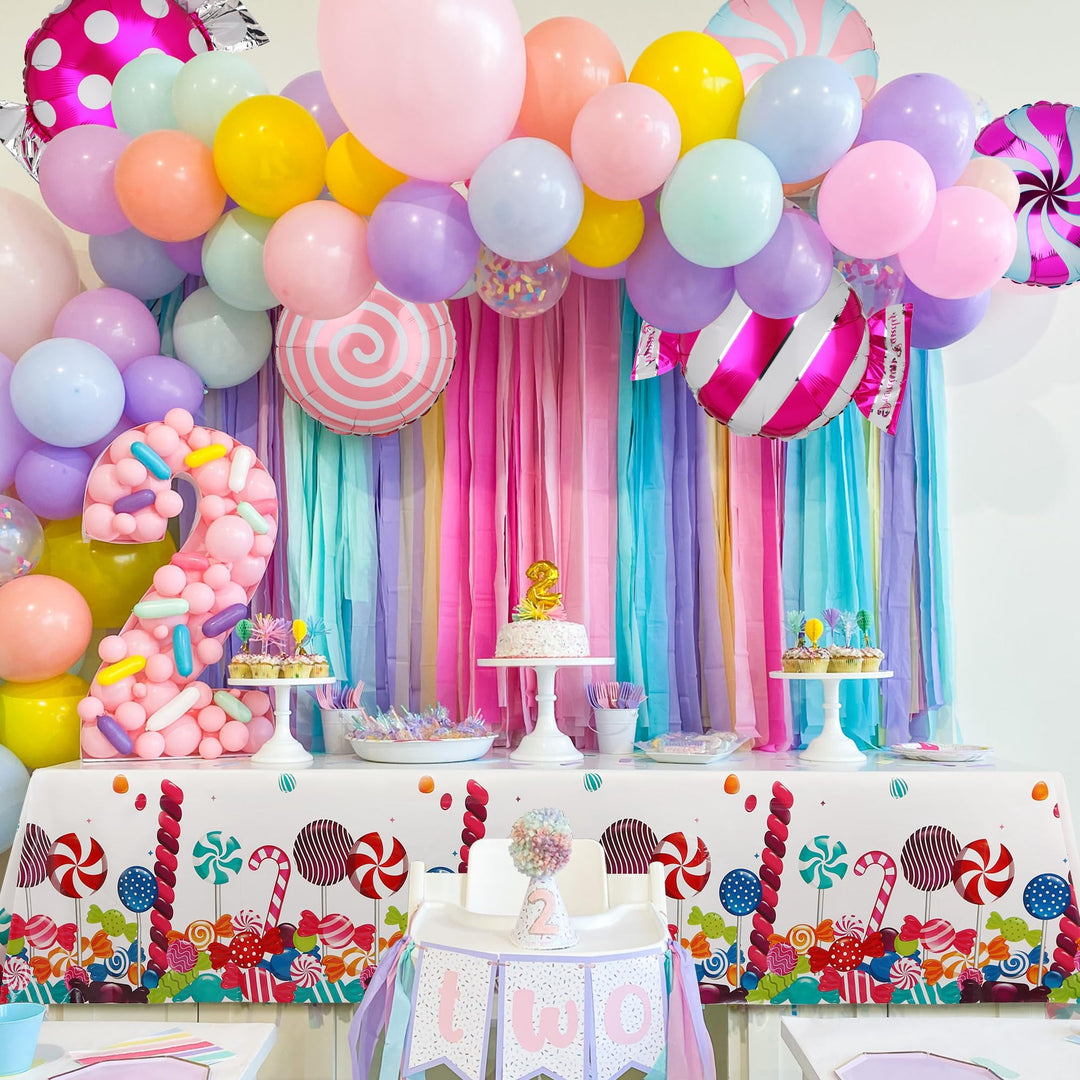 Sweet Candy Balloon Set Candies Theme Swirl Helium Mylar Foil Balloons Party Birthday Decor Supplies Round Daughters 12 Pcs Christmas