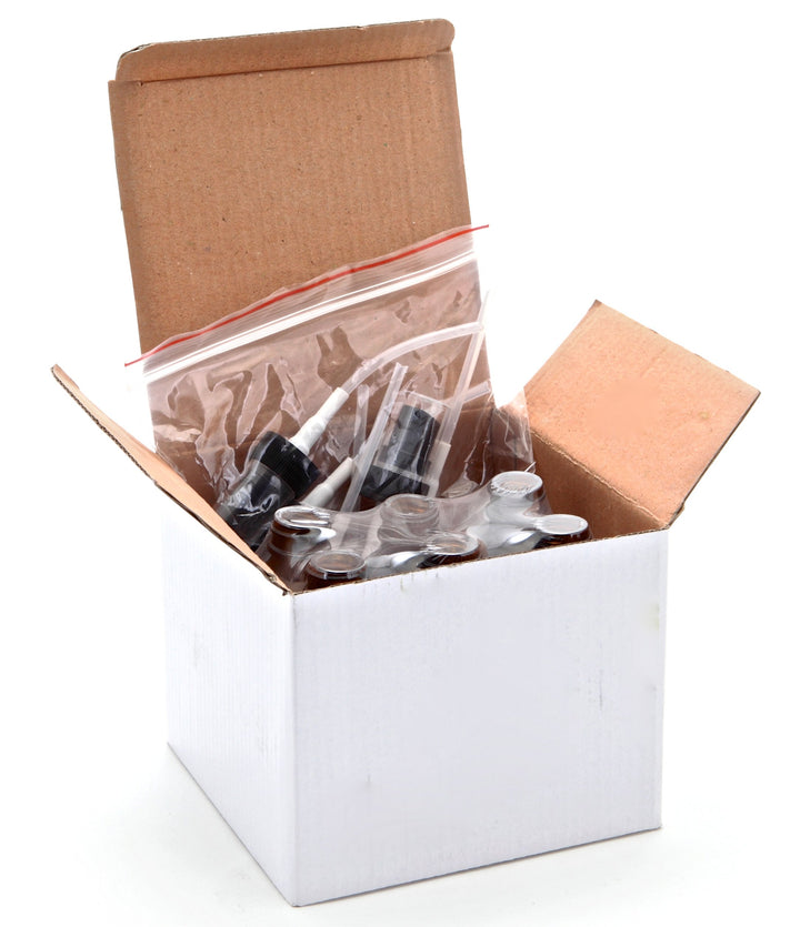 6, Amber, 2 oz Glass Bottles, with Black Fine Mist Sprayers