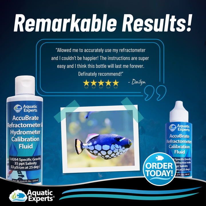 AccuBrate Refractometer and Hydrometer Salinity Calibration Fluid – Solution to Accurately Calibrate Refractometer and Hydrometer for Testing Natural Saltwater or Synthetic Sea Water (60 ml)