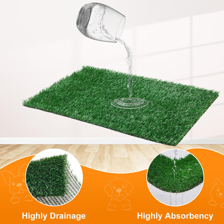 Dog Grass Pad with Tray Large, Indoor Dog Potties for Apartment and Patio Training, with 2 Packs Dog Grass Pee Pads for Replacement