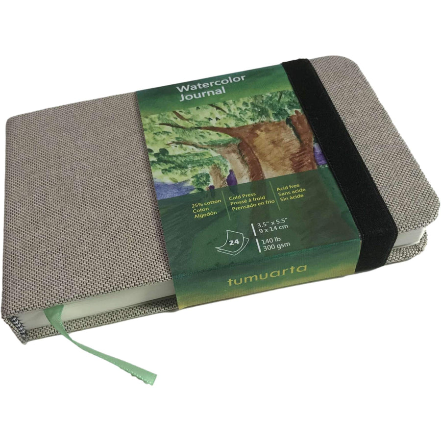 Watercolor Journal, 3.5x5.5”, 140 LB, 300 GSM, Cotton Paper, Cold Press, 24 Sheets, 48 Pages, Watercolor Paper Sketchbooks for Use As Travel Notebook and Mixed Media Pad On The Go