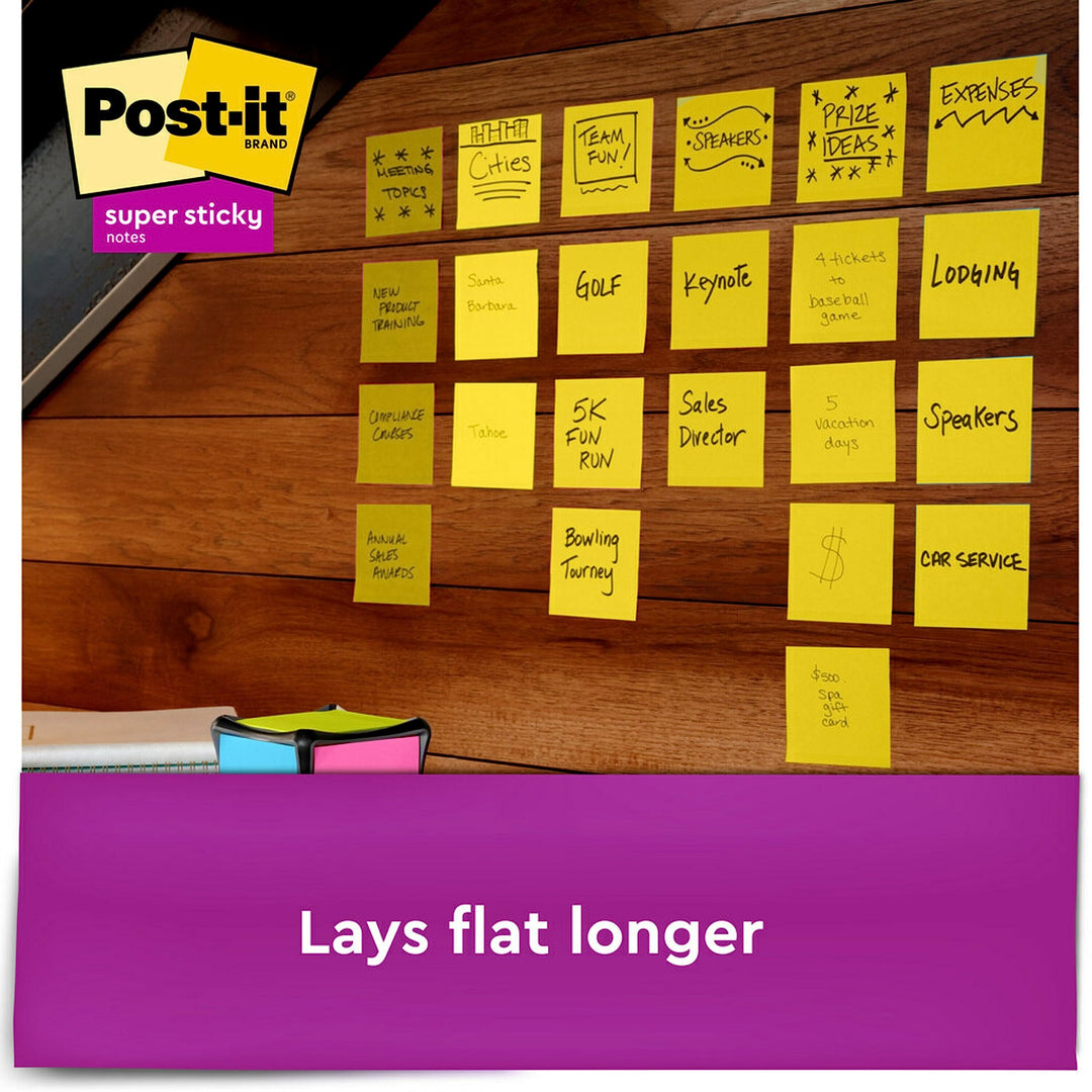 Super Sticky Full Stick Notes, 3x3 in, 12 Pads, 2x the Sticking Power, Electric Yellow, Recyclable (F330-12SSY)