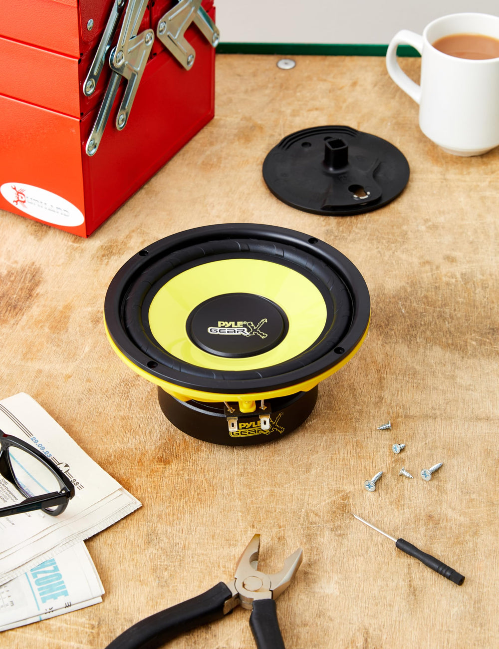 6.5 Inch Mid Bass Woofer Sound Speaker System - Pro Loud Range Audio 300 Watt Peak Power w/ 4 Ohm Impedance and 60-20KHz Frequency Response for Car Component Stereo PLG64,Yellow