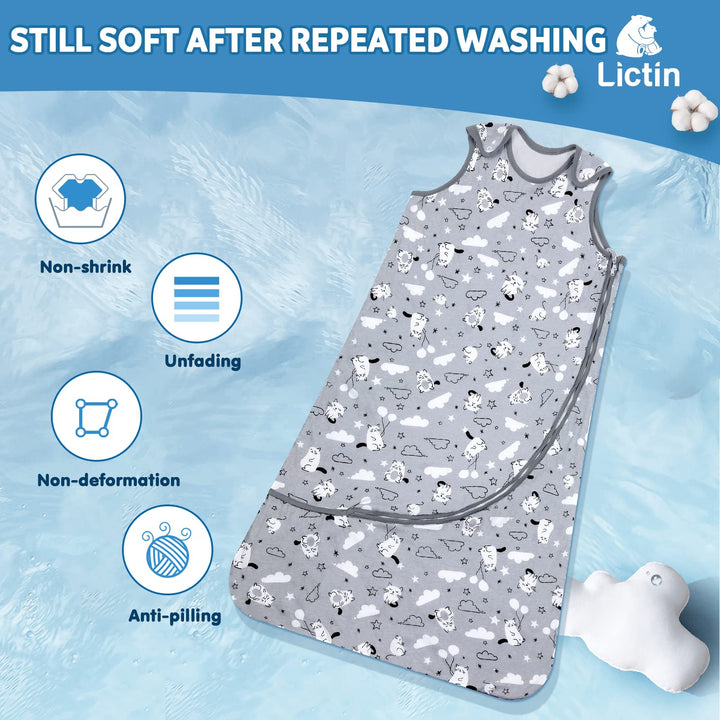 Baby Sleeping Bag Summer - 0.5 TOG Baby Sleeping Sack of 100% Cotton with 2-way Zipper Wearable Blanket for 3-18 months babies, infants and toddlers