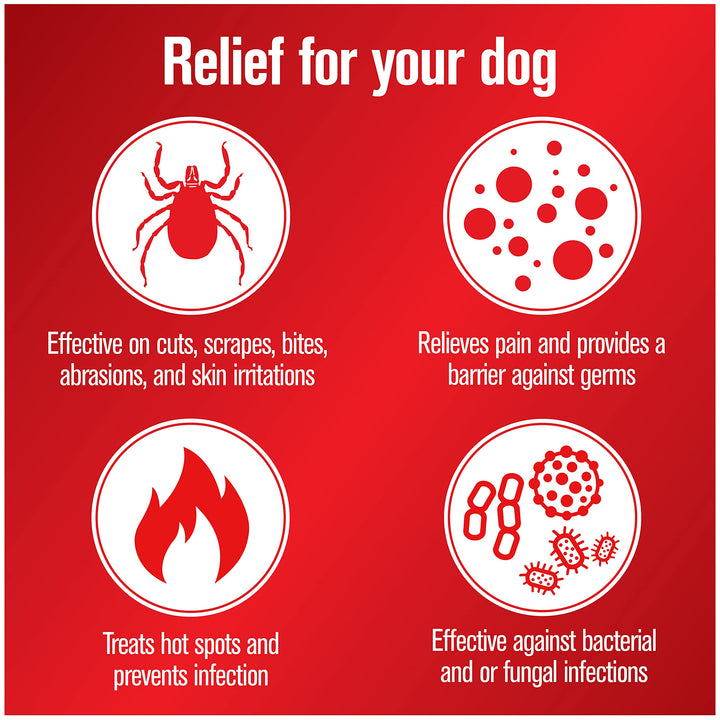 Dog Wound Care 3-Way Ointment, Relieves Pain & Prevents Infection For Dog Cuts, Scrapes, Bites and Injuries, 2 Ounce