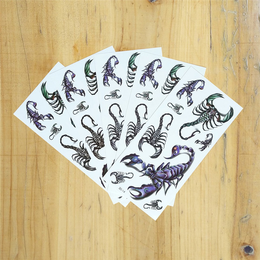 5 Sheets Temporary Tattoo 3D Scorpion for Women Men Lower Back Shoulder Neck Arm