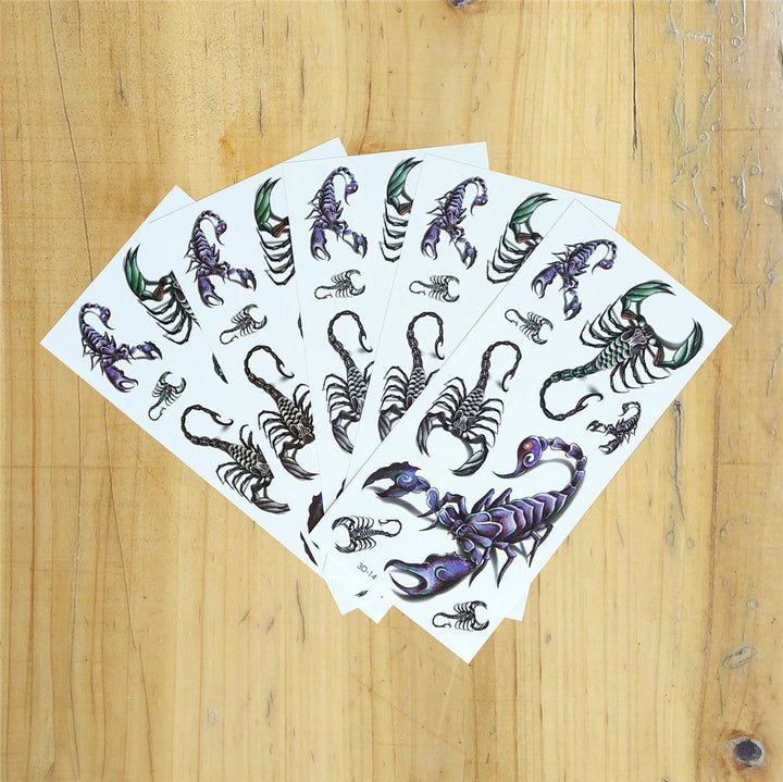 5 Sheets Temporary Tattoo 3D Scorpion for Women Men Lower Back Shoulder Neck Arm
