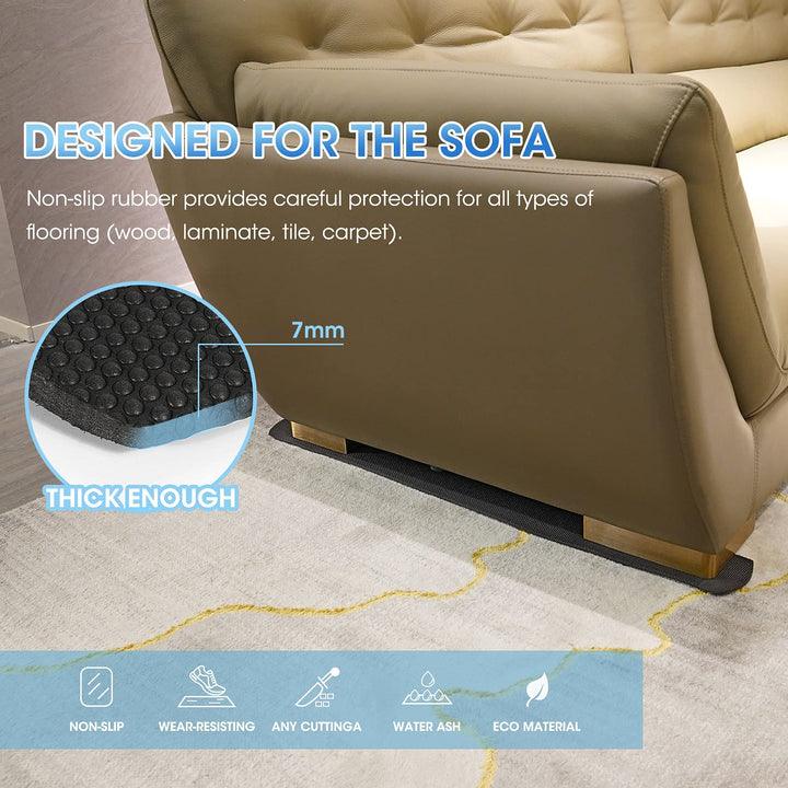 4 Pack Non-Slip Furniture Rail Pads for Recliners,Sofa,couches.Rubber Recliner Chair Floor Protectors,Pads to Keep Furniture from Sliding for Hardwood, Carpet, Marble Floor. 30.5''x3.9''