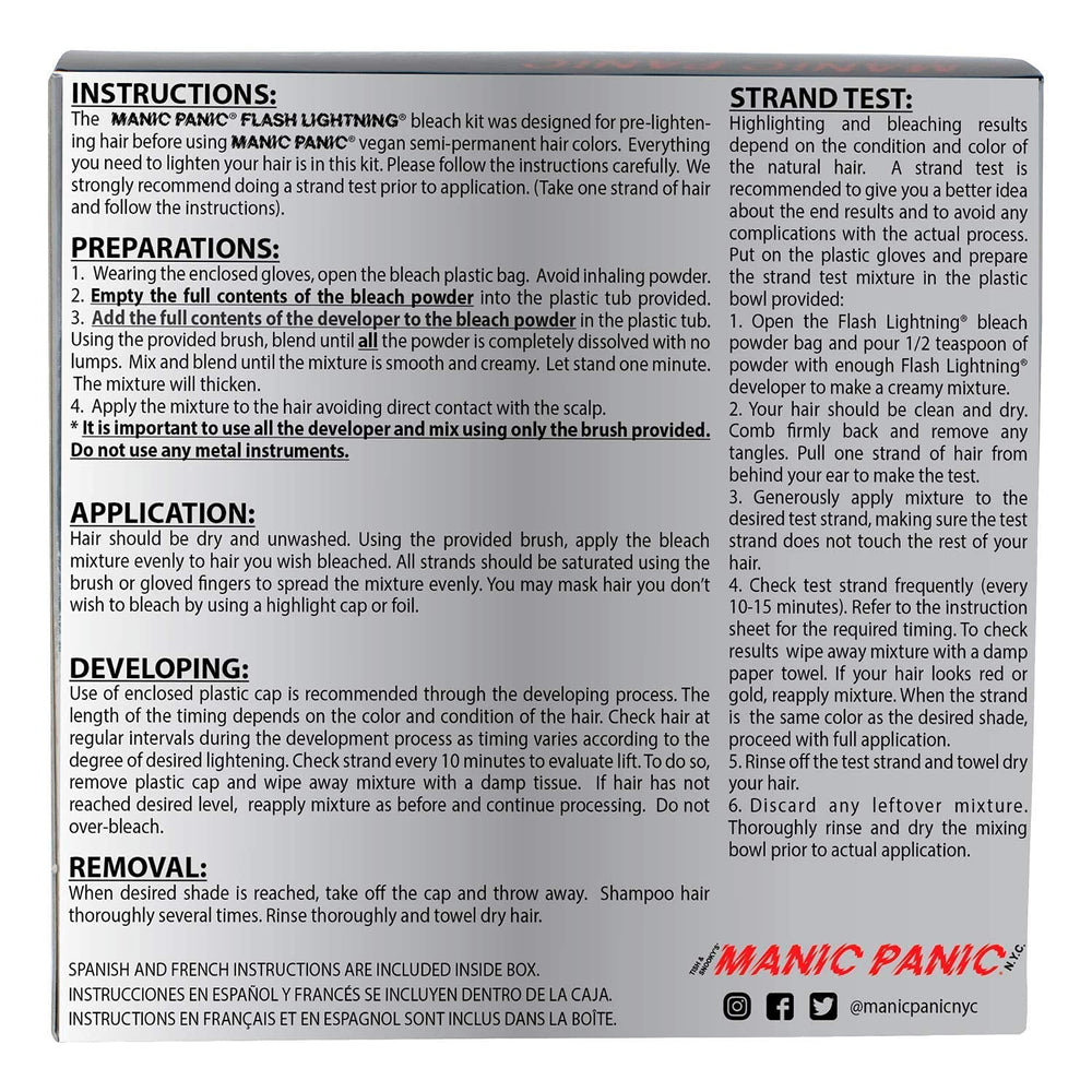 Flash Lightning Hair Bleach Kit - 40 Volume Developer + Bleach Powder Hair Lightener For Dark Hair + Lifting up to Seven Levels - Vegan And Cruelty Free