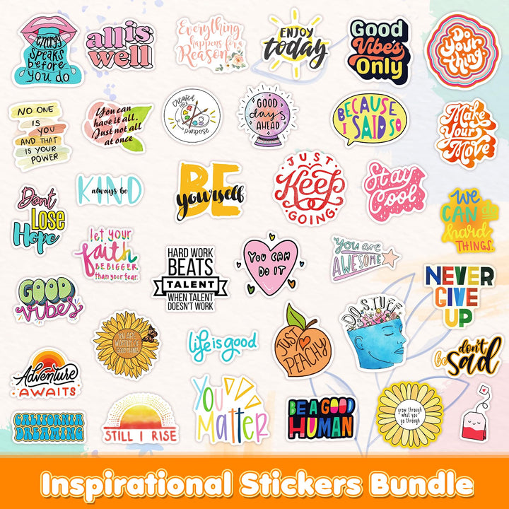 300pcs Mental Health Inspirational Stickers for Laptop, Motivational Quotes Decals, Positive Words Stickers for Water Bottles, Waterproof Vinyl Inspirational Stickers Pack for Adults Teens Skateboard