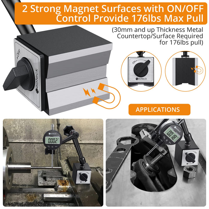 Digital Dial Indicator Gauge and Magnetic Base Set with Storage Case 0-1 inch/25.4mm,0.01mm/0.0005 Inch/Metric Conversion Measuring Tool for 3D Printer Lathe Workshop CNC Machine-Black