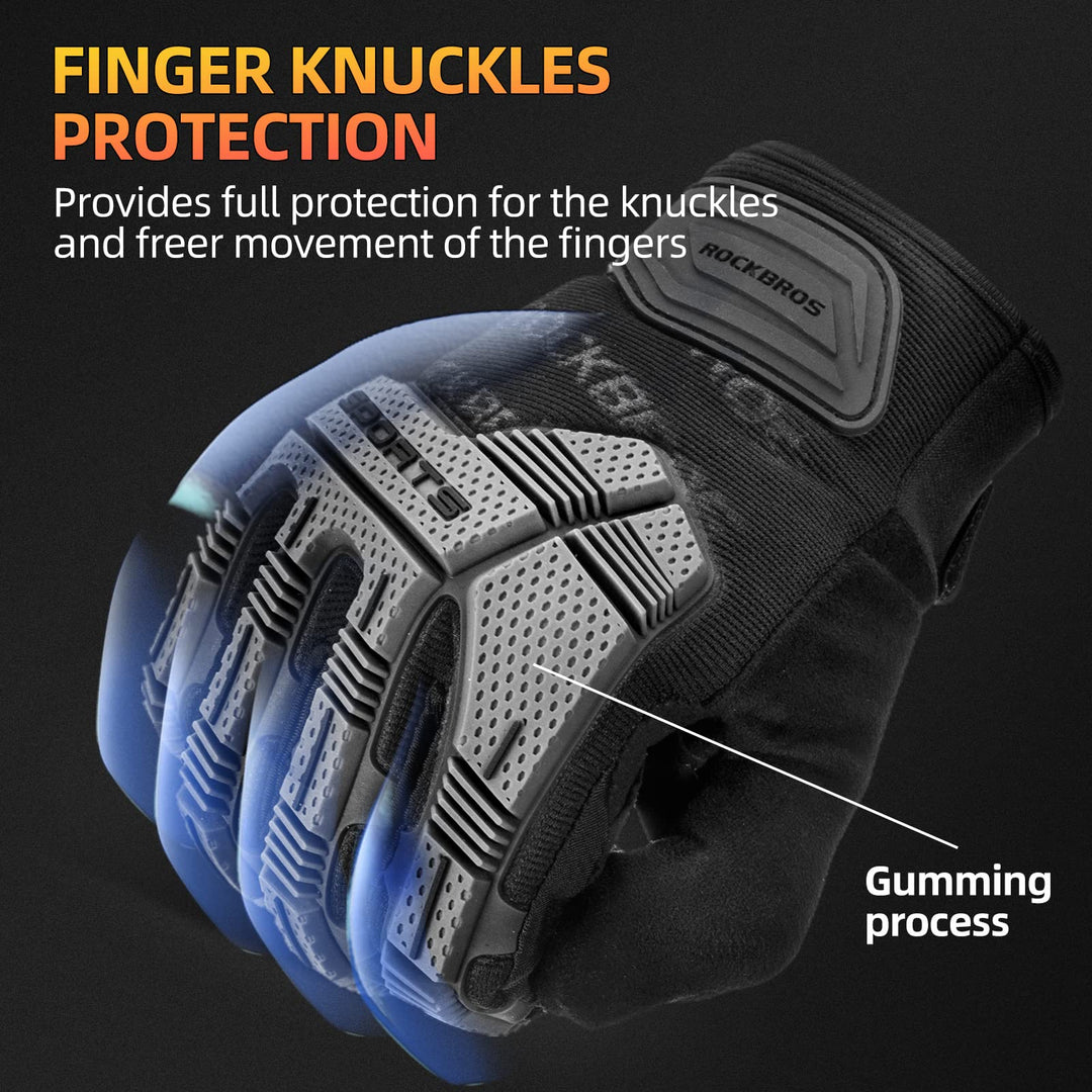 Mountain Bike Gloves Dirt Bike Gloves Motorcycle Cycling Gloves with 6MM Gel Pad Touch Screen Knuckle Protection Gloves for BMX MX ATV MTB Racing Black-XL
