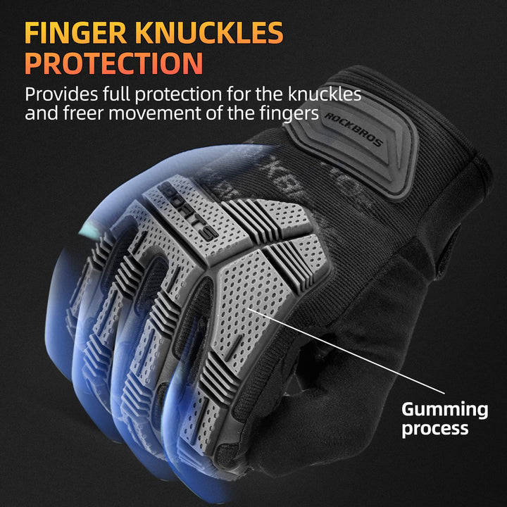 Mountain Bike Gloves Dirt Bike Gloves Motorcycle Cycling Gloves with 6MM Gel Pad Touch Screen Knuckle Protection Gloves for BMX MX ATV MTB Racing Black-XL