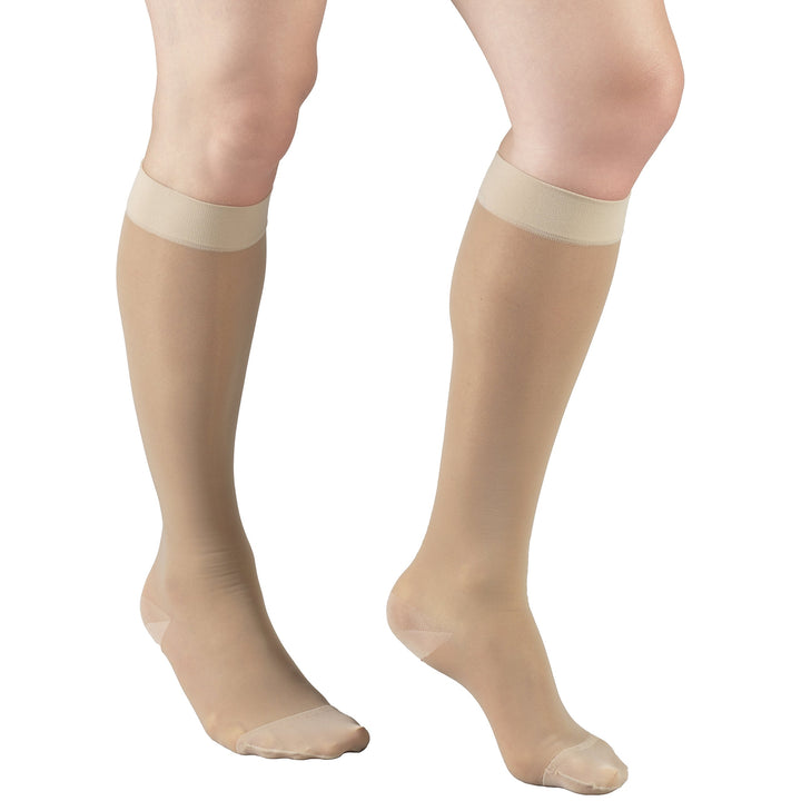 Truform Women's 15-20 mmHg Sheer Knee High Compression Stockings, Nude, X-Large