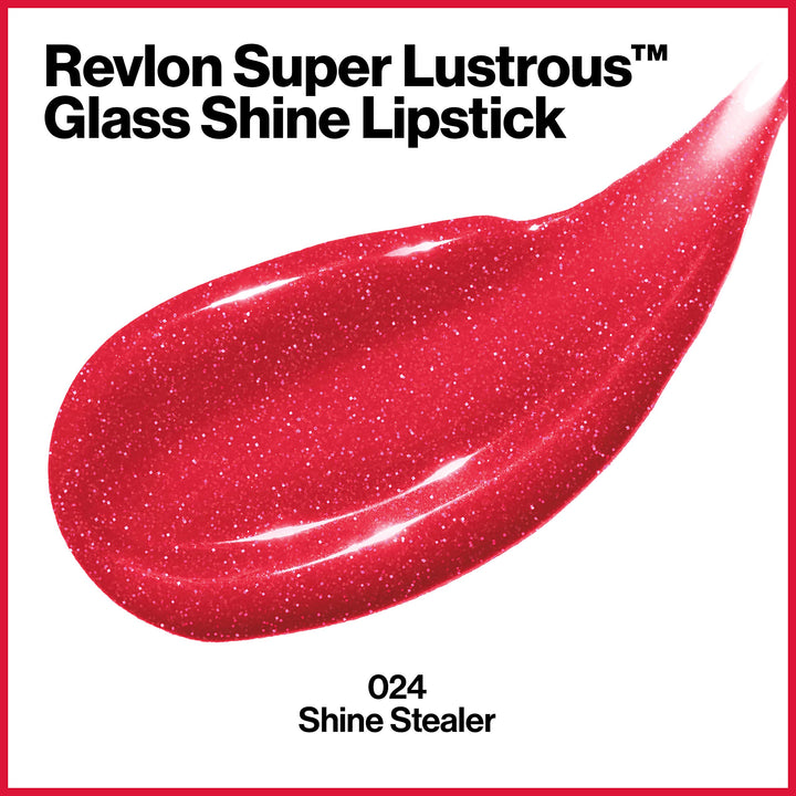 Super Lustrous Glass Shine Lipstick, Flawless Moisturizing Lip Color with Aloe, Hyaluronic Acid and Rose Quartz, Shine Stealer (024), 0.15 oz